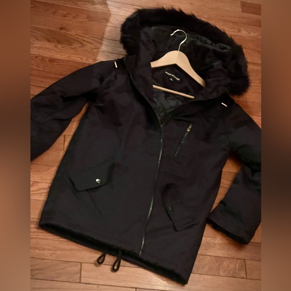 Black hooded insulated canvas jacket parka size S - Picture 4 of 12
